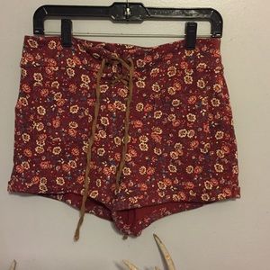 Floral lace up shorts